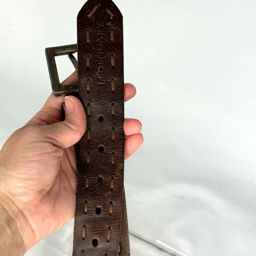 Legendary Leather Belt Mens Brown Genuine Leather Wide Stitched 43 Inch Western